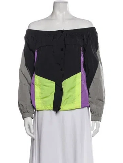 Pre-owned Alexander Wang Nylon Colorblock Pattern Jacket In Black
