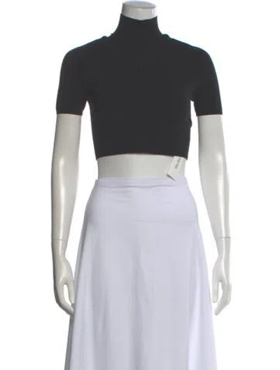 Pre-owned Alexander Wang Nylon Mock Neck Crop Top In Black
