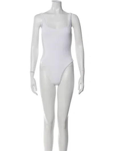 Pre-owned Alexander Wang Nylon Square Neckline Bodysuit In White