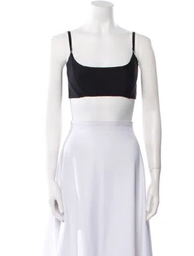 Pre-owned Alexander Wang Nylon Square Neckline Crop Top In Black