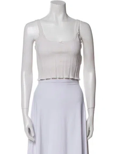 Pre-owned Alexander Wang Nylon Square Neckline Crop Top In White