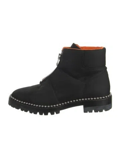 Pre-owned Alexander Wang Nylon Studded Accents Lace-up Boots In Black