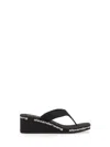 Alexander Wang Square Toe Logo Midsole Wedged Flip Flops In Black