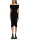 Alexander Wang Off Shoulder Ruched Dress In Black