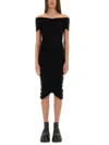 Alexander Wang Off Shoulder Ruched Dress In Black