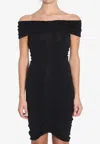 Alexander Wang Off-shoulder Ruched Dress In Black