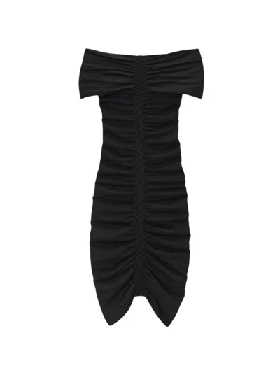 ALEXANDER WANG ALEXANDER WANG OFF SHOULDER RUCHED DRESS BLACK