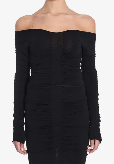 Alexander Wang Off-shoulder Ruched Sweater In Black