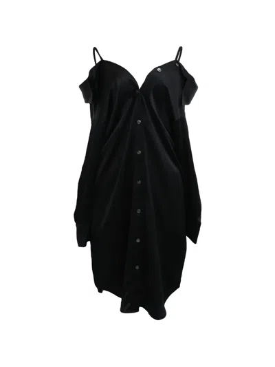 Pre-owned Alexander Wang Off-shoulder Shirt Dress In Black