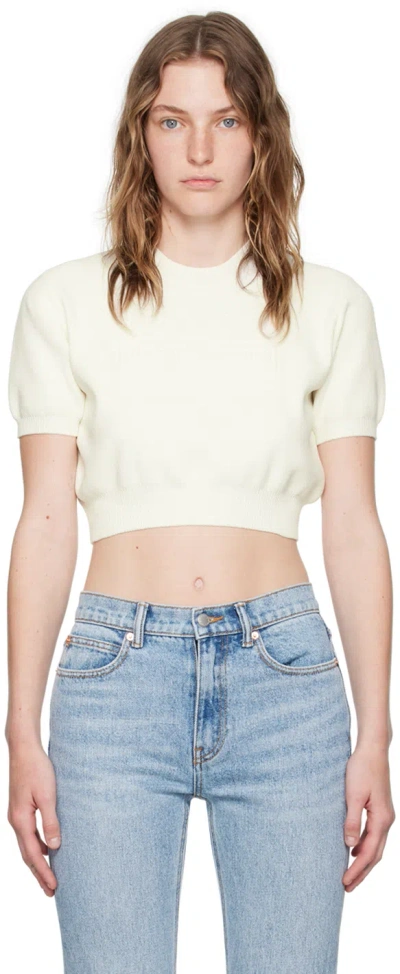 Alexander Wang Off-white Embossed-logo T-shirt In Soft White 104