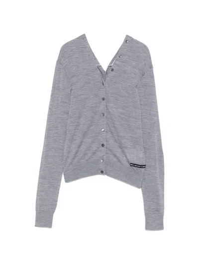 Alexander Wang Off-shoulder Button-down Cardigan In Gray