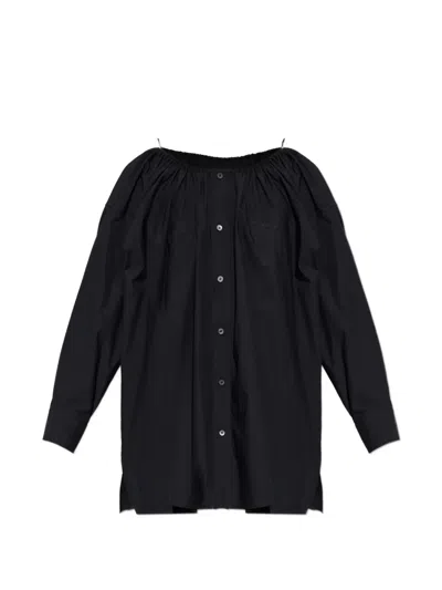 Alexander Wang Off-shoulder Button-up Mini Dress In Black