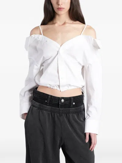 Alexander Wang Off-shoulder Top With Strap Detail In White