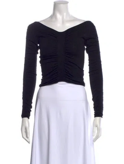 Pre-owned Alexander Wang Off-the-shoulder Long Sleeve Top In Black