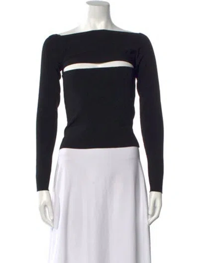 Pre-owned Alexander Wang Off-the-shoulder Long Sleeve Top In Black
