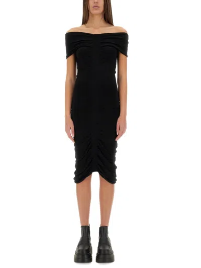 Alexander Wang Off-the-shoulder Mini Dress With Ruches In Black