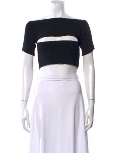 Pre-owned Alexander Wang Off-the-shoulder Short Sleeve Crop Top In Black