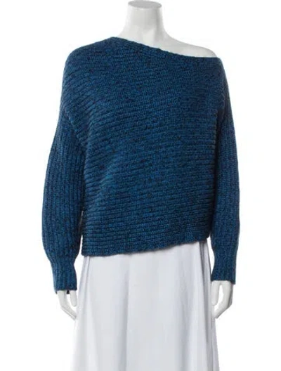 Pre-owned Alexander Wang Off-the-shoulder Sweater In Black/blue