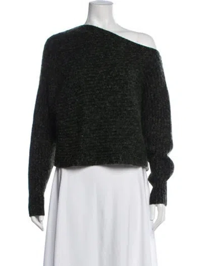 Pre-owned Alexander Wang Off-the-shoulder Sweater In Green