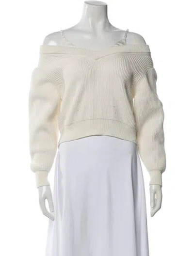 Pre-owned Alexander Wang Off-the-shoulder Sweater In White