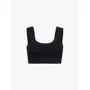 Alexander Wang Embossed-logo Cropped Tank Top In Black
