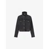 Alexander Wang Omens Grey Aged Embossed-logo High-neck Denim Track Jacket In Animal Print