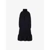 Alexander Wang Ruched Turtleneck Halter Dress In Black