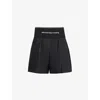 Alexander Wang High Waisted Shorts With Exposed Zipper And Logo Elastic In Black