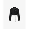 Alexander Wang Omens Black Crop Notch-lapels Stretch-wool Blend Blazer In Black