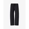Alexander Wang Omens Faded Black Branded-waistband Wide-leg Cotton-jersey Jogging Bottoms Xs In Black