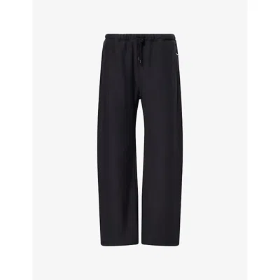 Alexander Wang Omens Faded Black Branded-waistband Wide-leg Cotton-jersey Jogging Bottoms Xs