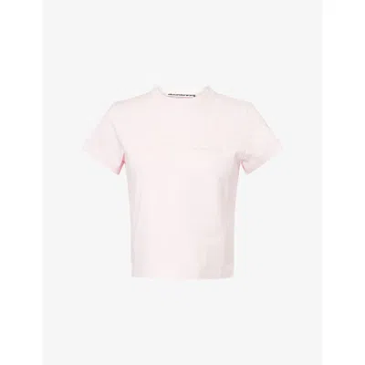 Alexander Wang Omens Light Pink Shrunken Cropped Cotton-jersey T-shirt Xs