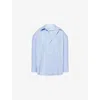 Alexander Wang Omens Oversized Graphic-embroidery Long-sleeve Cotton Shirt Oxford Blue Xs In Oxford Blue