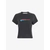 Alexander Wang Omens Washed Black Shrunken Round-neck Cotton-jersey T-shirt In Black