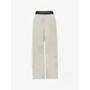 Alexander Wang Omens Stone Pleated Wide-leg Cotton-blend Trousers In Gray