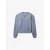 Alexander Wang Omens Crewneck Logo-embroidered Cotton-blend Sweatshirt Washed Blue Ink In Blue