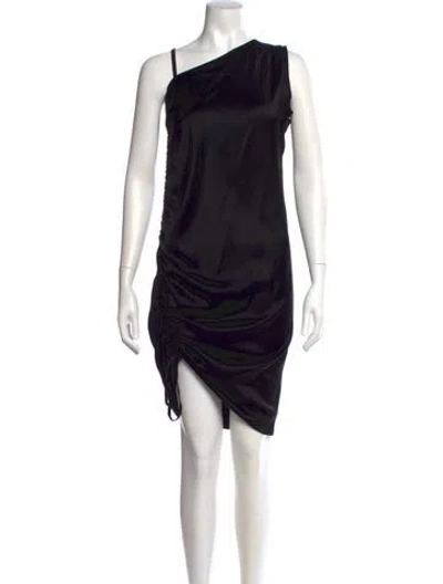 Pre-owned Alexander Wang One-shoulder Knee-length Dress In Black