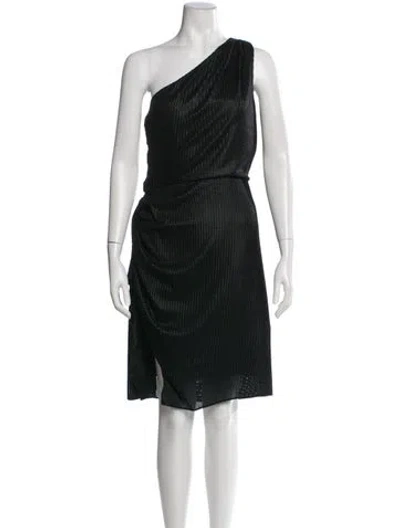 Pre-owned Alexander Wang One-shoulder Knee-length Dress In Black