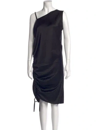 Pre-owned Alexander Wang One-shoulder Knee-length Dress In Black