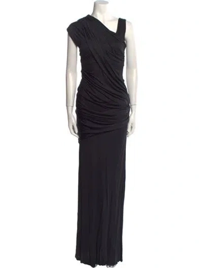 Pre-owned Alexander Wang One-shoulder Long Dress In Black