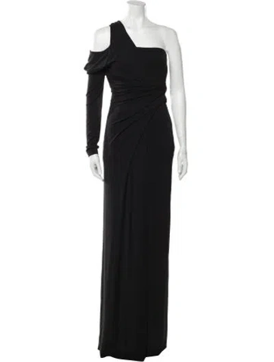 Pre-owned Alexander Wang One-shoulder Long Dress In Black