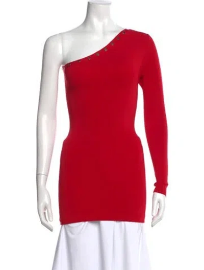 Pre-owned Alexander Wang One-shoulder Long Sleeve Top In Red