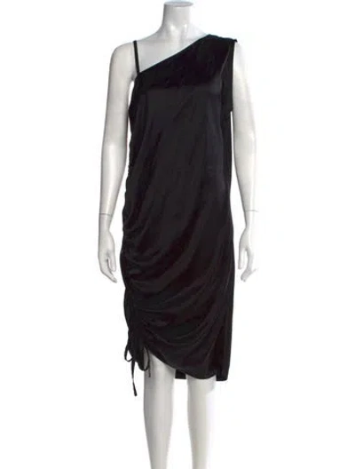 Pre-owned Alexander Wang One-shoulder Midi Length Dress In Black