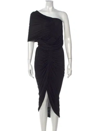 Pre-owned Alexander Wang One-shoulder Midi Length Dress In Black