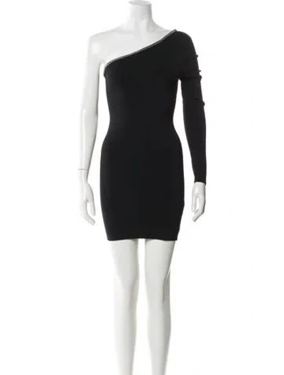 Pre-owned Alexander Wang One-shoulder Mini Dress In Black