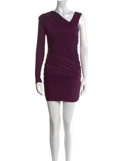 Pre-owned Alexander Wang One-shoulder Mini Dress In Purple