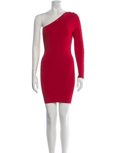 Pre-owned Alexander Wang One-shoulder Mini Dress In Red