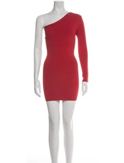 Pre-owned Alexander Wang One-shoulder Mini Dress In Red
