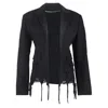 Alexander Wang Open Distressed Blazer In Black Cotton In Black