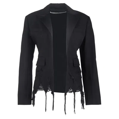 Alexander Wang Open Distressed Blazer In Black Cotton